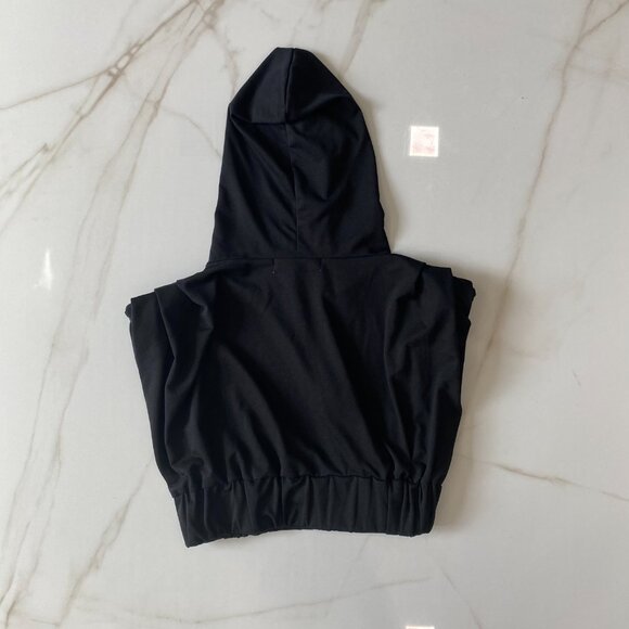 ROMA CONCEPT by Rosee Size L Black Sleeveless Hoodie Crop Sweatshirt Top - Picture 9 of 10